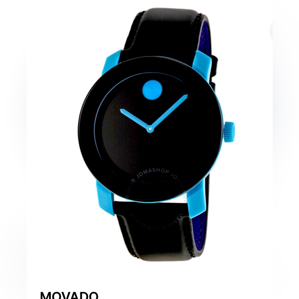 Movado Bold Unisex Watch Stainless Water Resistant Black/Turquoise Colorway